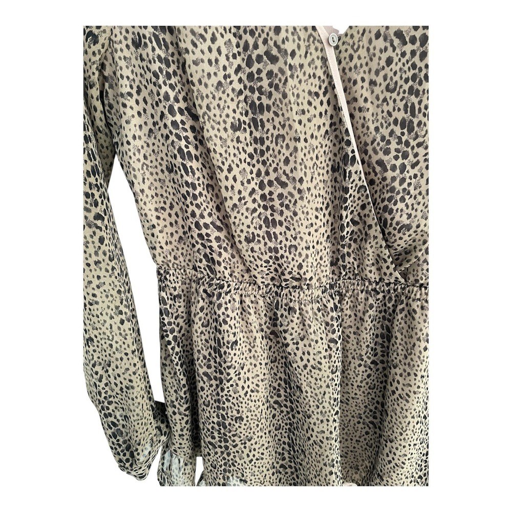 ASTR the Label Women Tan Black Cheetah Print Long Sleeve Ruffle Romper Size S - Picture 5 of 6